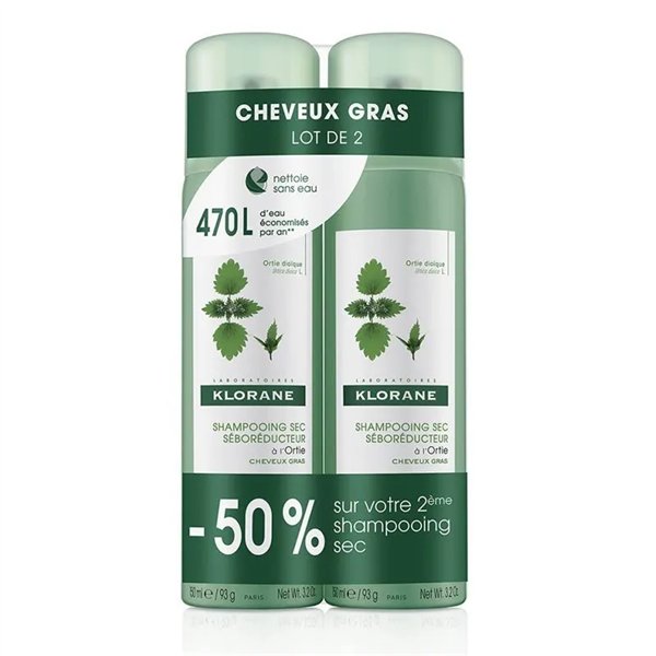 Klorane Nettle kuivashampoo 2 x 150 ml
