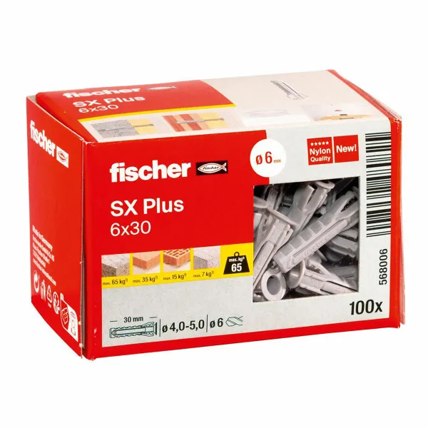 Dygliai Fischer SX Plus n6 568006 Nailonas Ø 6 x 30 mm (100 vnt.)