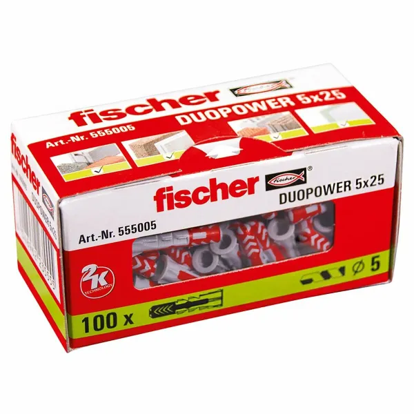 Шипы Fischer DuoPower 555005 Ø 5 x 25 mm Нейлон (100 штук)