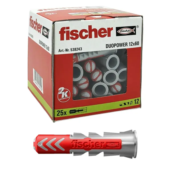 Nappulakengät Fischer DuoPower 538243 Nylon Ø 12 x 60 mm (25 osaa)
