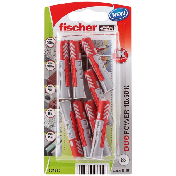 Dygliai Fischer DuoPower 534995 Ø 10 x 50 mm Nailonas (8 vnt.)