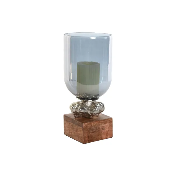 Svečturis DKD Home Decor 16,5 x 16,5 x 38,5 cm Stikls Alumīnijs