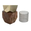 Kynttilänjalka DKD Home Decor Ruskea Kullattu Alumiini Kristalli Mangopuu 10 x 10 x 51,5 cm