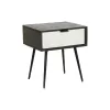 Yöpöytä DKD Home Decor 45 x 38 x 50 cm Musta Metalli Valkoinen Mangopuu Wengue