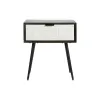 Yöpöytä DKD Home Decor 45 x 38 x 50 cm Musta Metalli Valkoinen Mangopuu Wengue