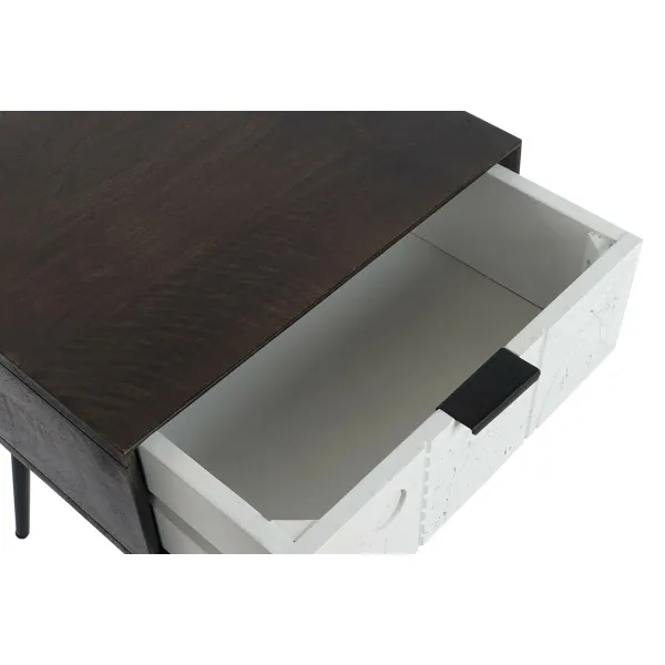 Ночной столик DKD Home Decor 45 x 38 x 50 cm Чёрный Металл Белый Древесина манго Wengue