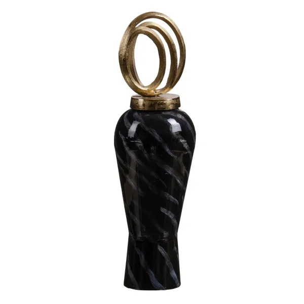 Vāze Stikls Melns Bronza Metāls 15 x 15 x 46 cm