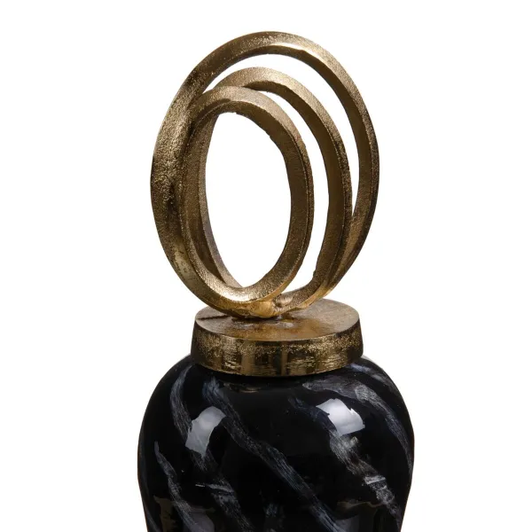 Vāze Stikls Melns Bronza Metāls 15 x 15 x 46 cm