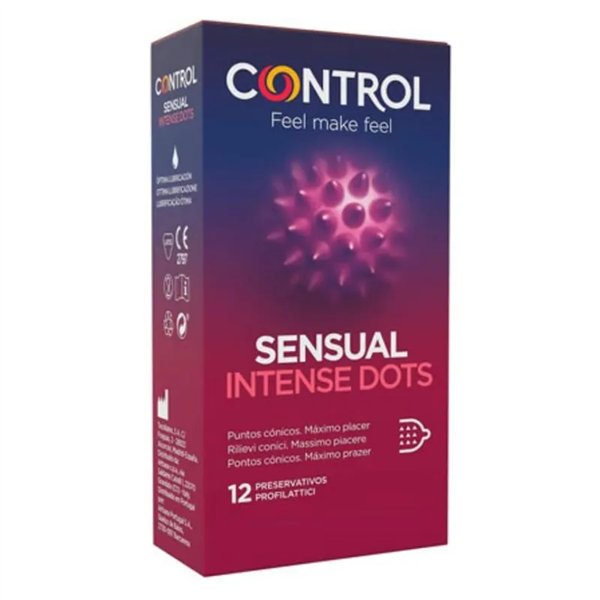 Prezervatyvai Intense Dots Control 12 Dalys