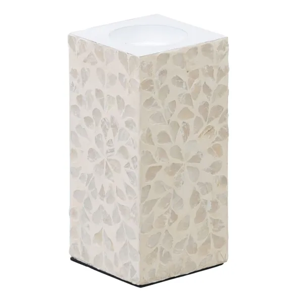 Svečturis Bēšs Perlamutrs Koks MDF 10,5 x 10,5 x 21 cm