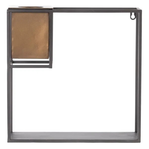Plaukti 36 x 12 x 36 cm Melns Bronza Metāls
