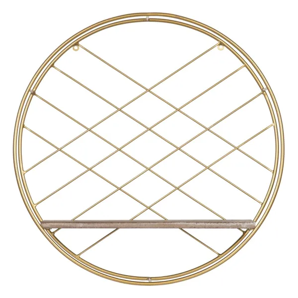 Shelve 51 x 14 x 51 cm Natural Golden Metal Wood