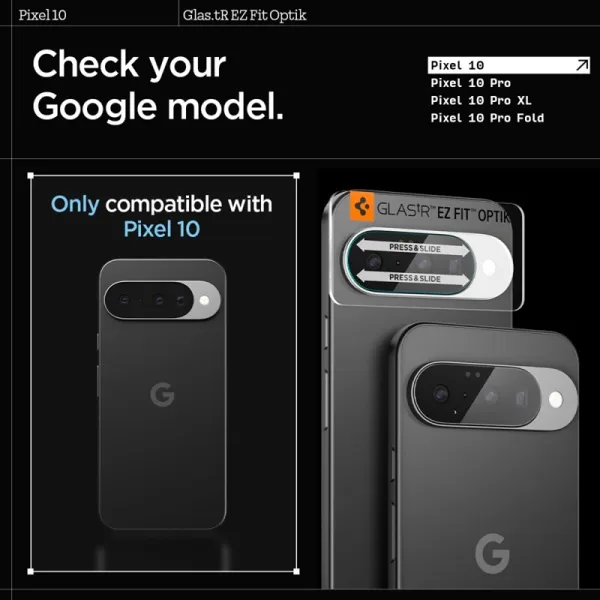 Spigen Optik GLAS.TR Camera Protector 2-Pack - Lens Protector for Google Pixel 10 (Crystal Clear)