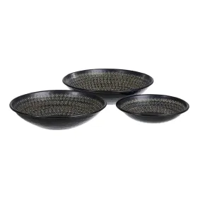Puošmena Juoda Aliuminis 35 x 35 x 9 cm (3 Dalys)