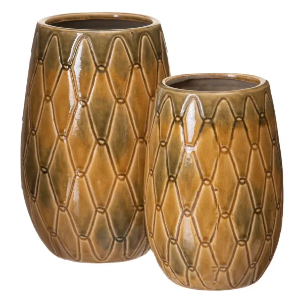 Maljakko 15 x 15 x 22,5 cm Keraminen Sinappi