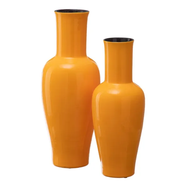 Vaza 18 x 18 x 46,5 cm Keramikinis Geltona