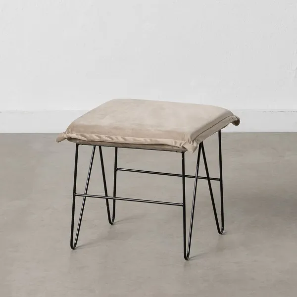 Pehmustettu istuin Synteettinen kangas Beige Metalli 40 x 40 x 35 cm