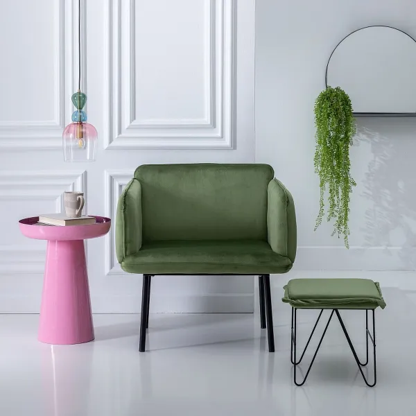 Pehmustettu istuin Synteettinen kangas Metalli 40 x 40 x 35 cm Vaaleanvihreä