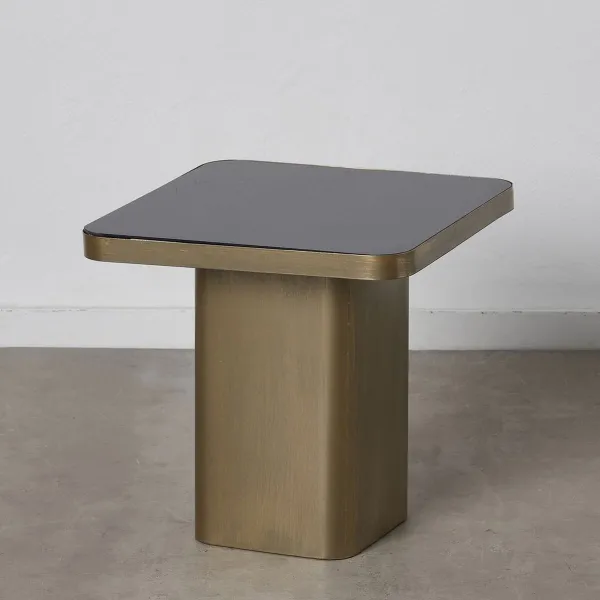 Mazs galdiņš 50,5 x 50,5 x 51 cm Stikls Melns Bronza Metāls