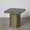 Вспомогательный стол 50,5 x 50,5 x 51 cm Стеклянный Чёрный Позолоченный Металл