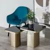 Вспомогательный стол 50,5 x 50,5 x 51 cm Стеклянный Чёрный Позолоченный Металл