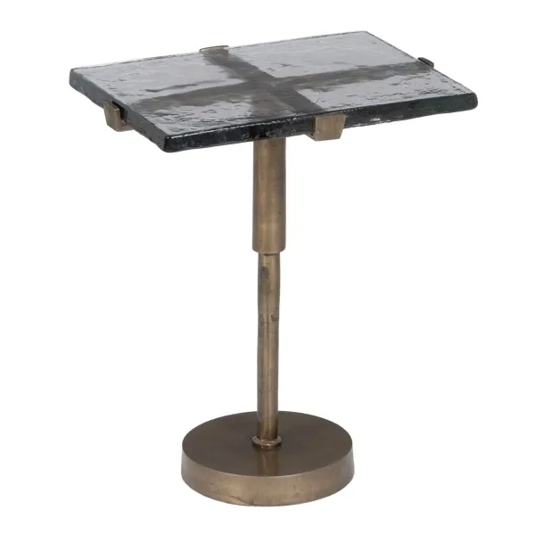 Šoninis staliukas 41 x 31,5 x 49 cm Stiklas Auksinis Metalinis