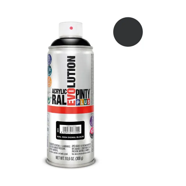 Аэрозольная краска Pintyplus Evolution RAL 9004 400 ml Signal Black