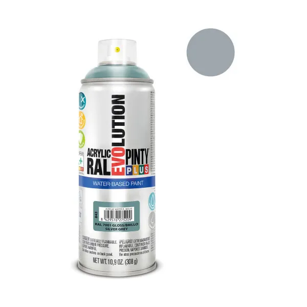 Smidzināma krāsa Pintyplus Evolution RAL 7001 400 ml Ūdens bāze Silver Grey