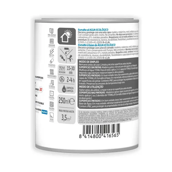 Akryylilakka Titanlux 00t056614 Akryylilakka Valkoinen 250 ml Ekologinen