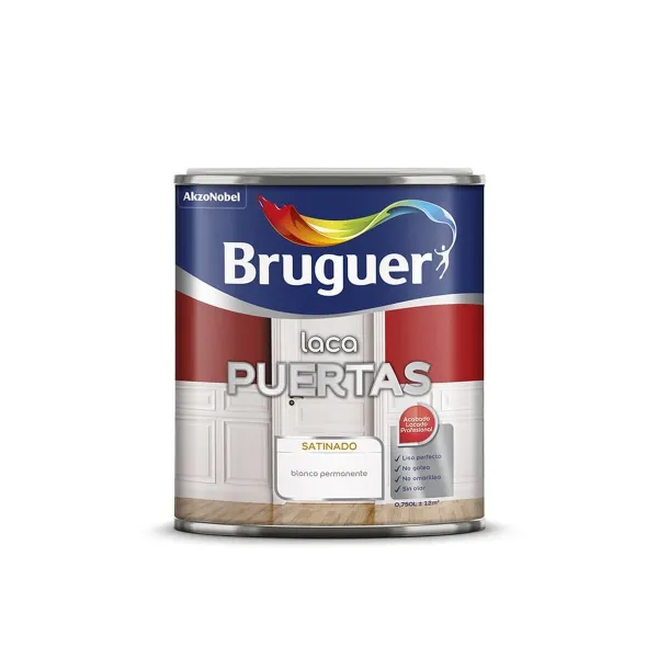 Synteettinen emalimaali Bruguer 5297934  Permanent White Satiiniviimeistely Ovet Lakka