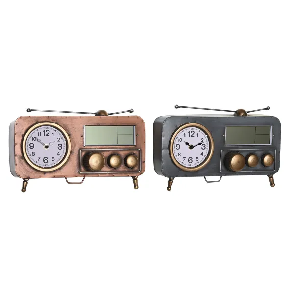 Table clock DKD Home Decor Grey Copper Vintage (2 Units)