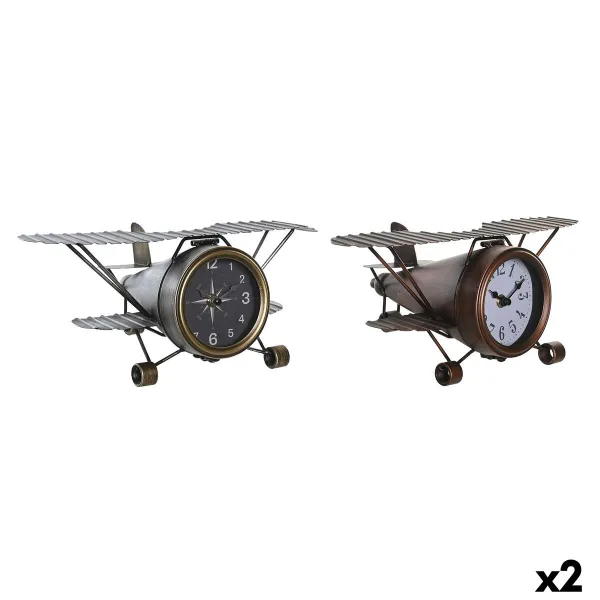Настольные часы DKD Home Decor Позолоченный Серебристый Самолет (2 штук)