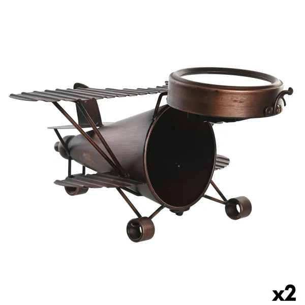 Настольные часы DKD Home Decor Позолоченный Серебристый Самолет (2 штук)