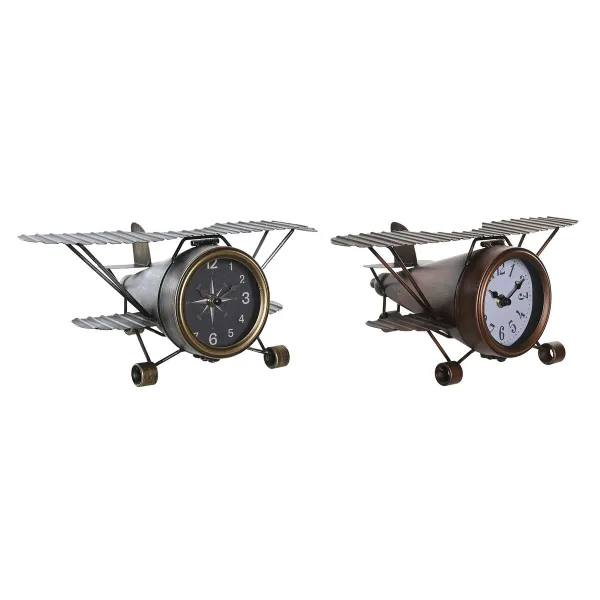 Настольные часы DKD Home Decor Позолоченный Серебристый Самолет (2 штук)