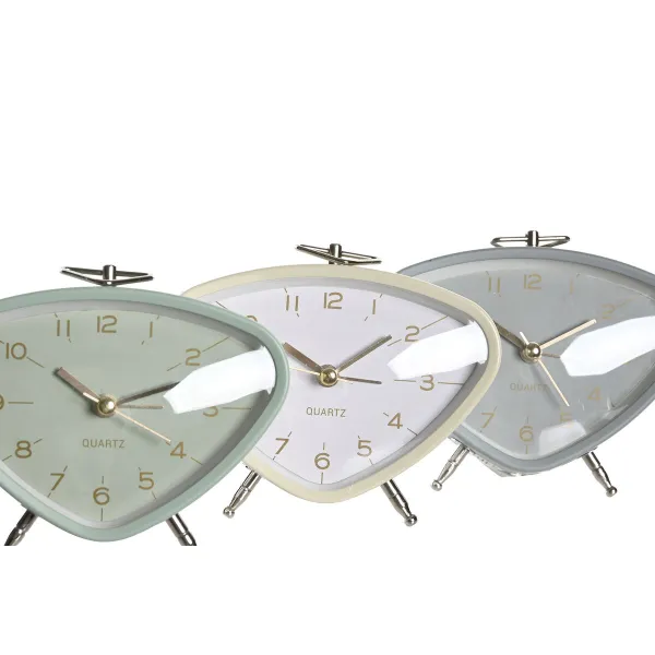 Modinātājpulkstenis DKD Home Decor Zils Balts Pelēks PVC Metāls Vintage 11,5 x 4 x 10 cm (3 gb.)
