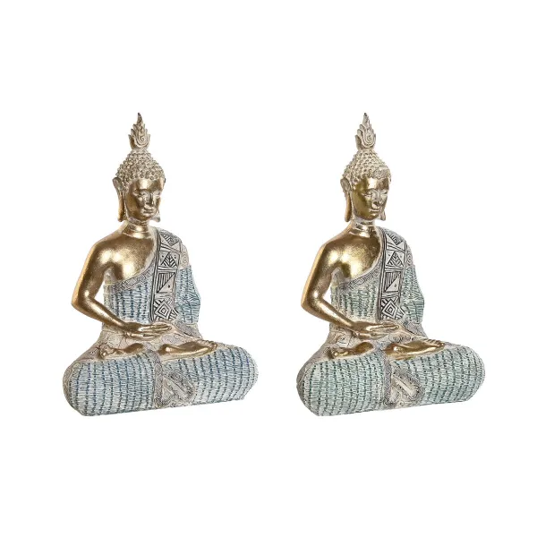Dekoratīvās figūriņas DKD Home Decor 18,6 x 9,7 x 27 cm Zils Buda Tirkīzs Austrumniecisks Kails (2 gb.)