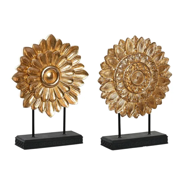Dekoratyvinė figūrėlė DKD Home Decor 25 x 8 x 34 cm Juoda Auksinis Šiuolaikiškas Apskritimai (2 vnt.)