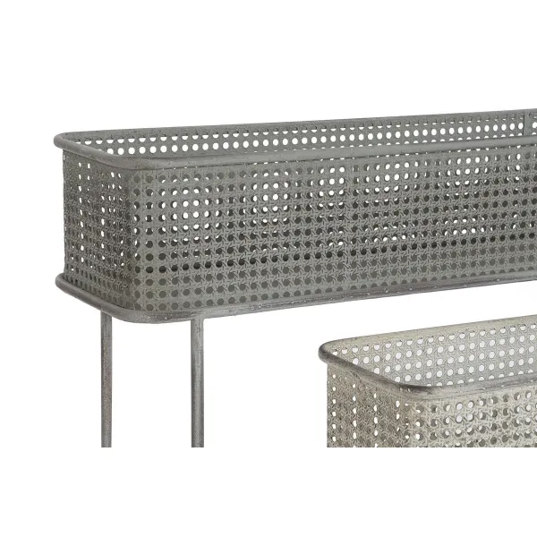 stādītāju komplekts DKD Home Decor 100 x 22 x 70 cm Pelēks Metāls Balts Vintage