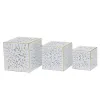 stādītāju komplekts DKD Home Decor Loksnes Bronza Metāls 15 x 15 x 15 cm Balts Tropiskais Augu lapa