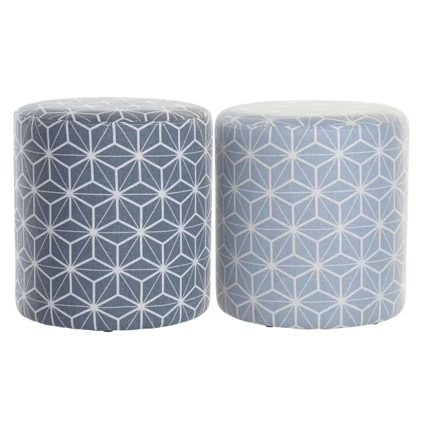 Jalkatuki DKD Home Decor 31 x 31 x 33 cm Sininen Taivaansininen Mäntypuu Biometrinen Välimeren (2 osaa)
