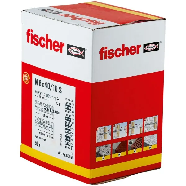 дюбеля и шурупы Fischer 50354 6 x 40 mm / 10 (50 штук)