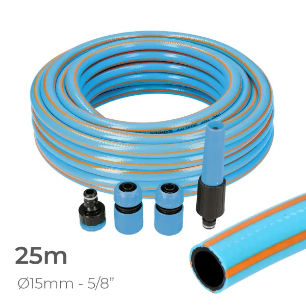 Набор шлангов с принадлежностями EDM 74108 PVC 5/8" 20 mm x 25 m Синий (25 m)