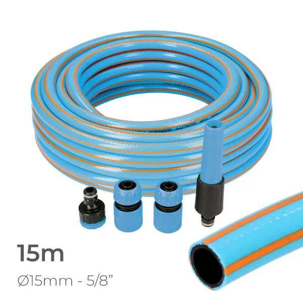 Letku tarvikesetillä EDM 74107 PVC 5/8" 20 mm x 15 m Sininen (15 m)