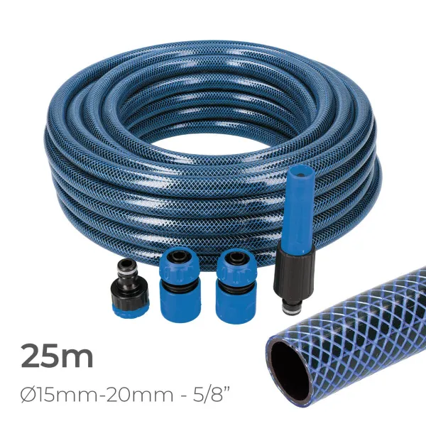 Žarna su priedų rinkiniu EDM 74099 5/8" 20 mm x 25 m Mėlyna (25 m)