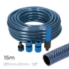 Šļūtenes komplekts ar piederumiem EDM 74098 5/8" 20 mm x 15 m Zils (15 m)