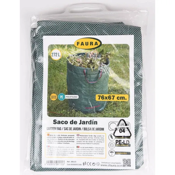 Säkki Faura 272 L Vihreä Puutarha 76 x 67 cm