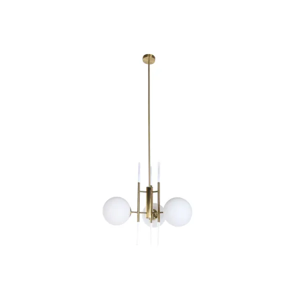 Kattolamppu DKD Home Decor 64 x 64 x 64 cm Kristalli Kullattu Metalli Valkoinen 50 W