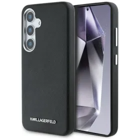 Karl Lagerfeld Saffiano Full Wrapped Elongated Metal Logo MagSafe - Case for Samsung Galaxy S25 (black)