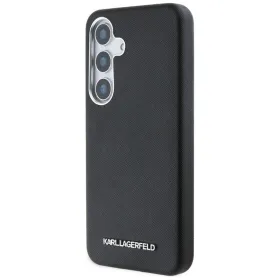 Karl Lagerfeld Saffiano Full Wrapped Elongated Metal Logo MagSafe - Case for Samsung Galaxy S25 (black)