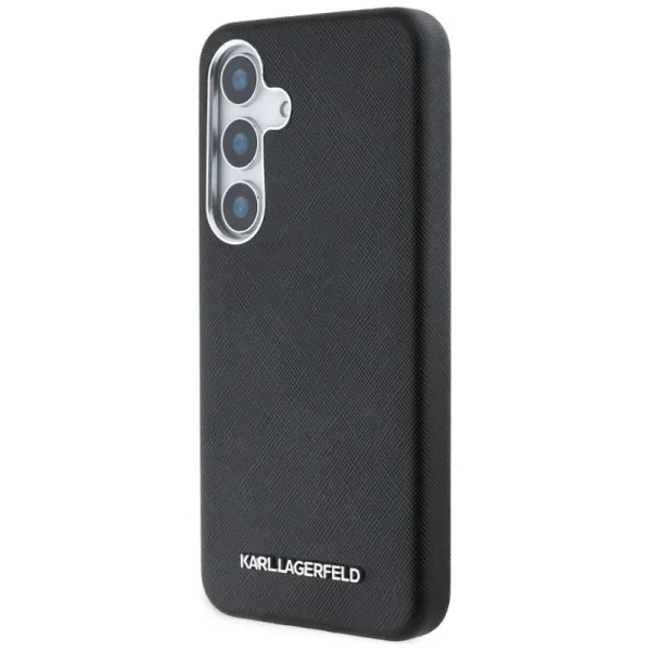 Karl Lagerfeld Saffiano Full Wrapped Elongated Metal Logo MagSafe - Case for Samsung Galaxy S25 (black)